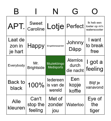 Mega Medisports Muziekbingo! Bingo Card