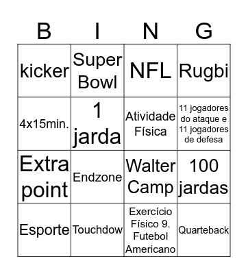 Educação Física Bingo Card