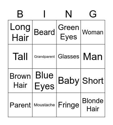 Describing People Bingo Card