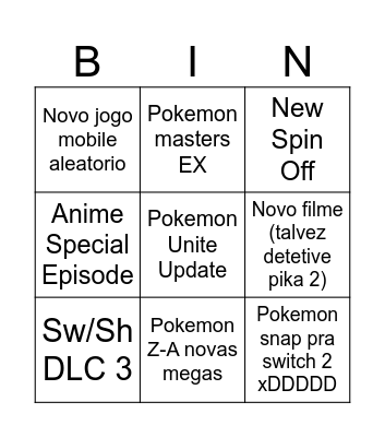 Pokemon Presents Bingo - sonho Bingo Card