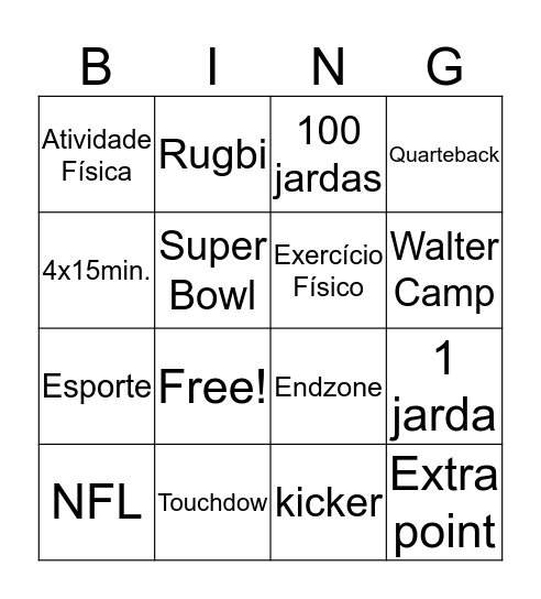 Educação Física Bingo Card