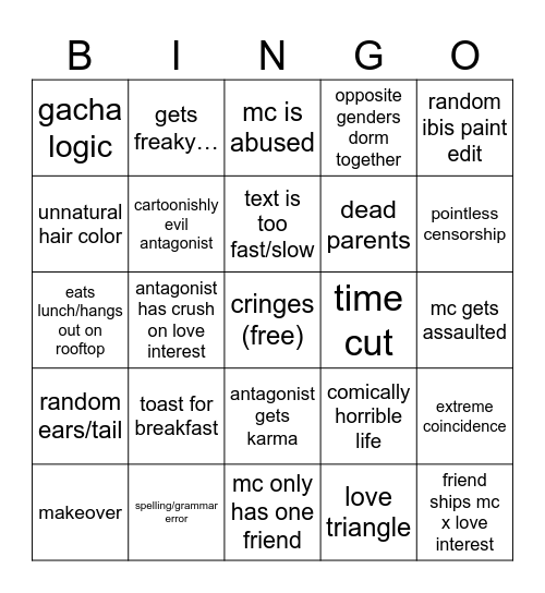 Gacha Life Bingo Card