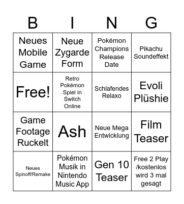 Pokémon Bingo Card