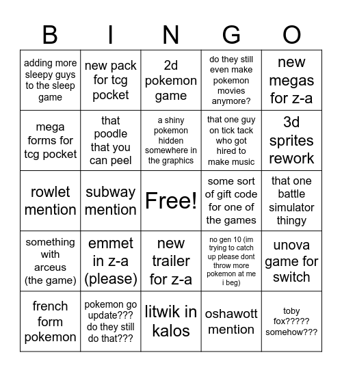 Untitled Bingo Card