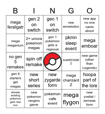pokemon presents Bingo Card