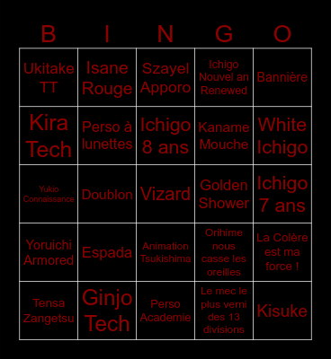 Bleach Brave Soul Gee-Ohm Invocation Bingo Card