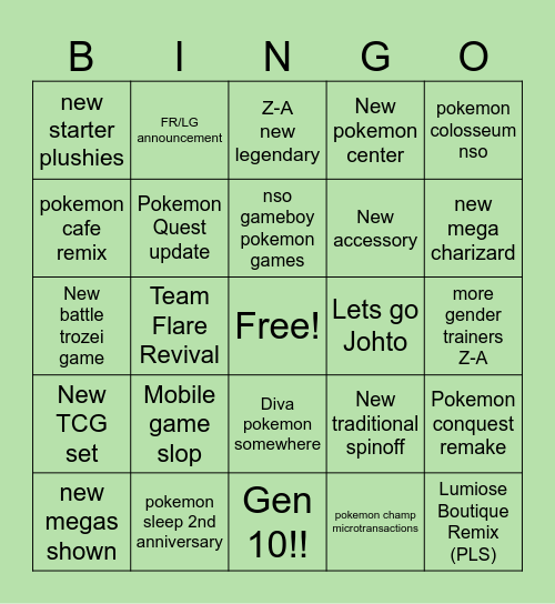 July 25' Presents Bingo Card