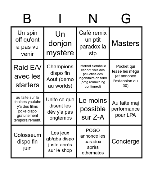omg remake 5g confirmed Bingo Card