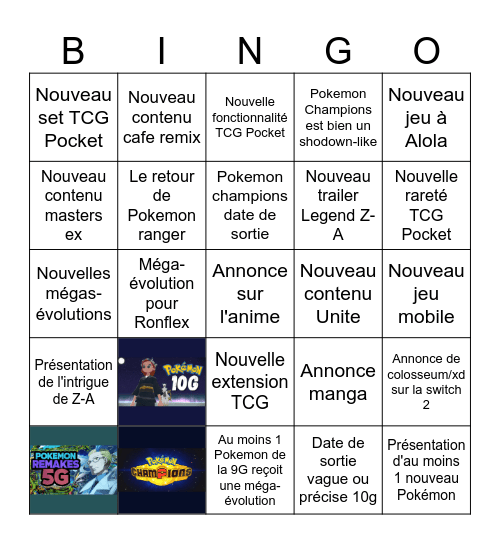 Pokemon present Bingo Card