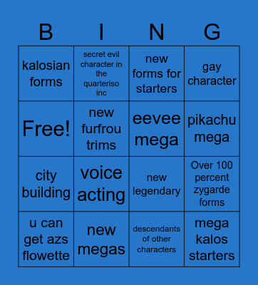 LEGEND ZA/ POKEMON PRESENTS Bingo Card