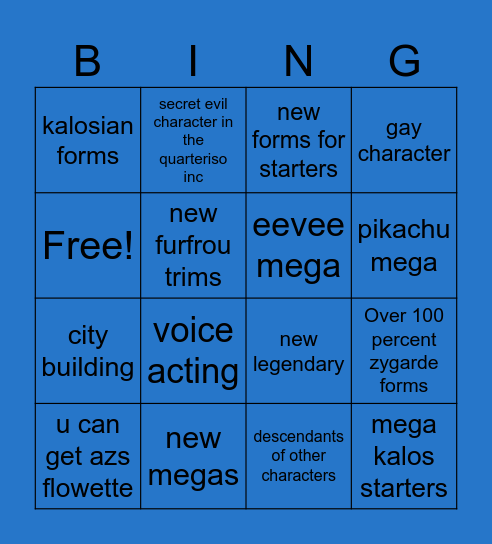 LEGEND ZA/ POKEMON PRESENTS Bingo Card
