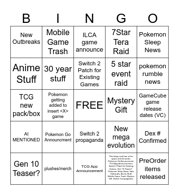 Untitled Bingo Card