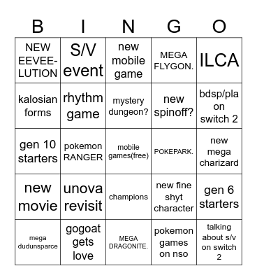 pokemon presents bingo Card