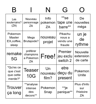 Pokemon present Bingo Card