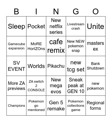 Pokemon presents Bingo Card