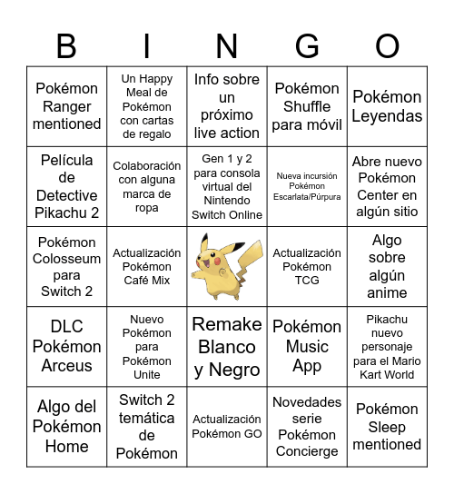Pokémon Presents 22.07.2025 Bingo Card