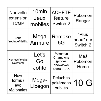 Pokefions 22/07/25 Bingo Card