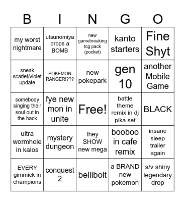 pokemon presents 7.22.25 Bingo Card