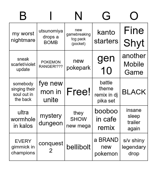 pokemon presents 7.22.25 Bingo Card