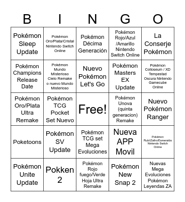 Pokémon Presents 2025 Julio Bingo Card