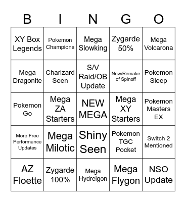 Pokemon Presents 7/22/25 Bingo Card