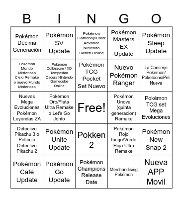 Pokémon Presents 2025 Julio Bingo Card