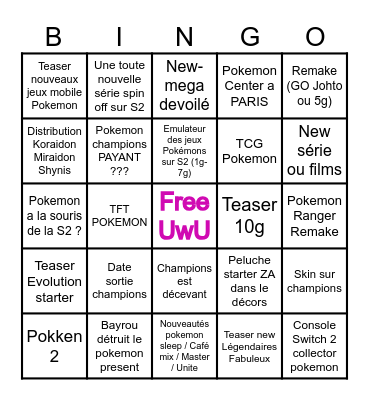 POKEMON PRESENT Bingo Card