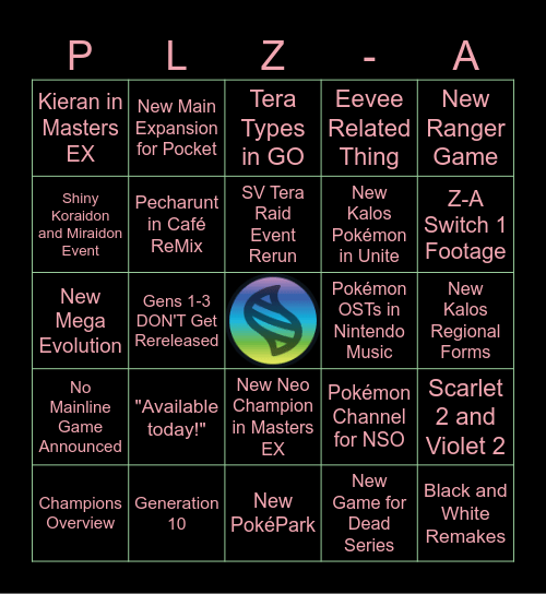 Pokémon Presents (07/22/2025) Bingo Card