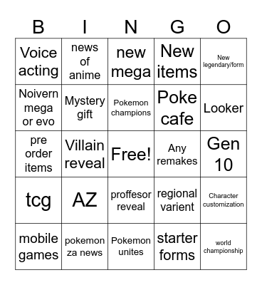 poke hopes Bingo Card