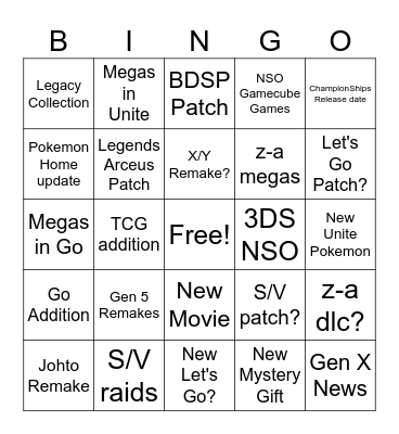 Pokemon Presents 7/22/25 Bingo Card