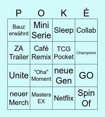 Pokemon Presents Bingo Card