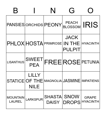 SPRING FLOWER BINGO Card