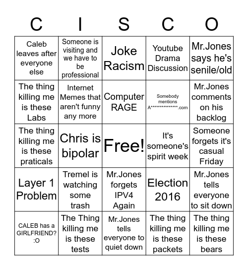 CTC CISCO AFTERNOON OFFICIAL BINGO BOARD Bingo Card