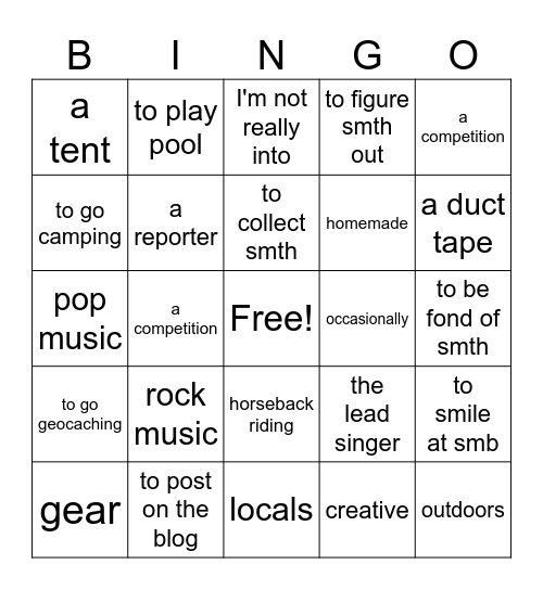 TS 2-Unit 2 Bingo Card