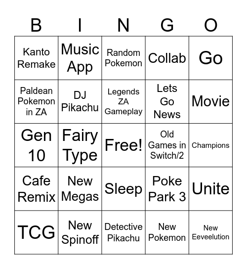 PKMN Presents 7/22 Bingo Card