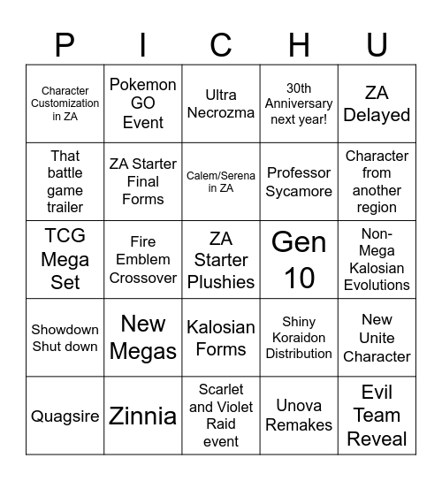 Pokemon Presents July 2025 Bingo Card