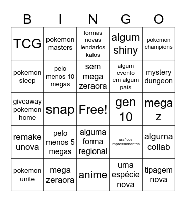 Pokémon Presents 22/07 Bingo Card