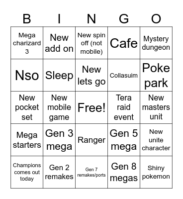 Pokemon Bingo Card
