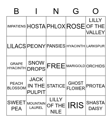 SPRING FLOWER BINGO Card