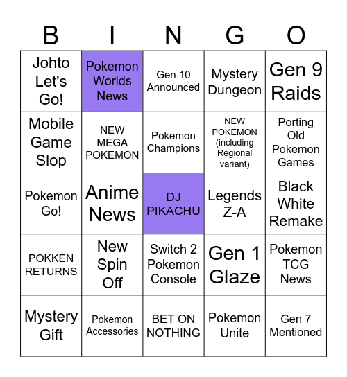 POKEMON DIRECT BINGO Card