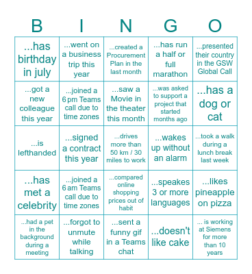 Find someone who... Bingo Card