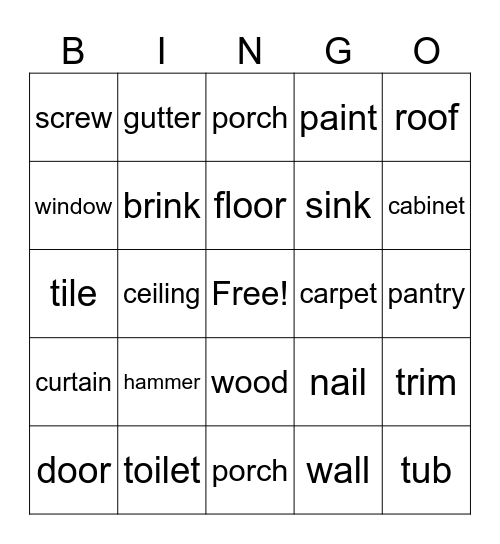 Construction Bingo Card