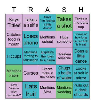 Ultimate TRASH Party Bingo Card