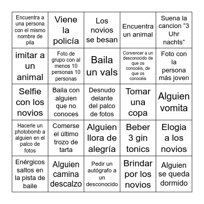 Bingo de bodas Bingo Card