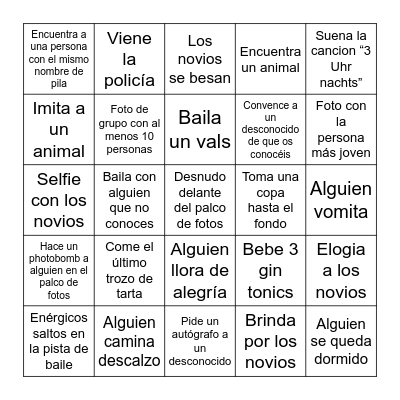 Bingo de bodas Bingo Card