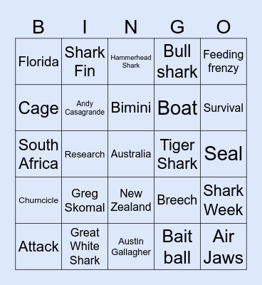 Shark week bingo Card