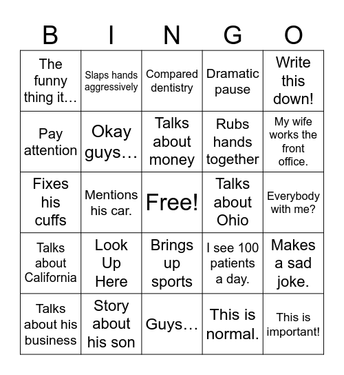 Snyder Bingo Card