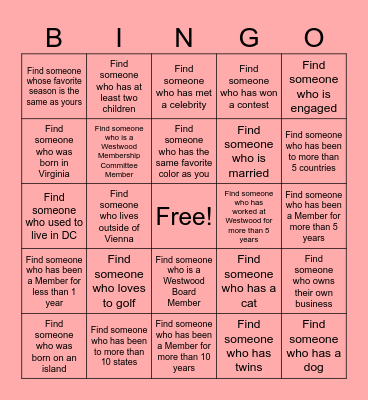 Meet-a-Member BINGO Card