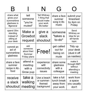 Summertime Gladness Bingo 😎 Bingo Card