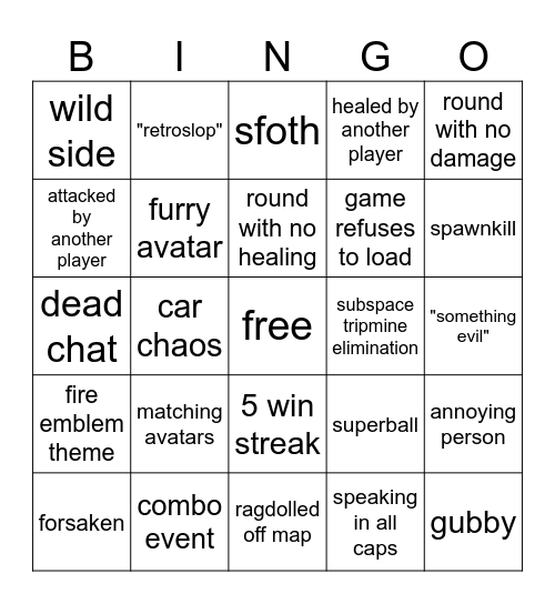 roblox sewh bingo Card